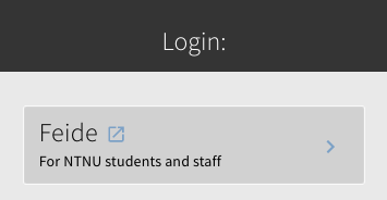 Screenshot of pop up window with log in with text "Feide- for NTNu students and staff"